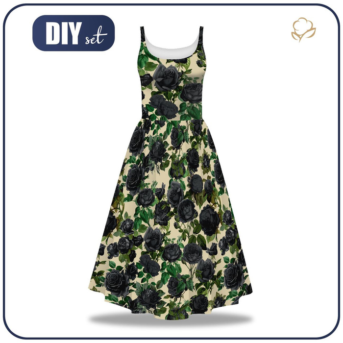 DRESS "ISABELLE" - BLACK ROSES - sewing set S