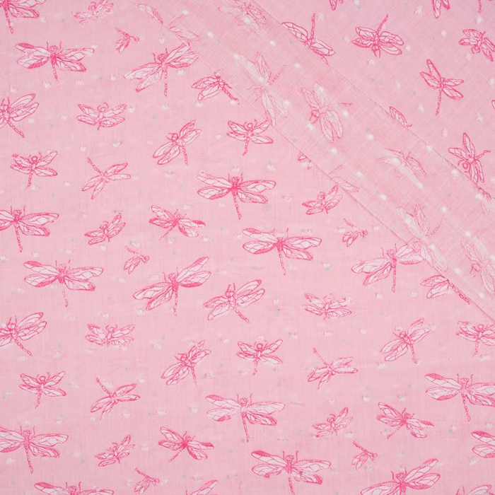 LIBELLEN / Rosa- Baumwollbatist mit Knötchen