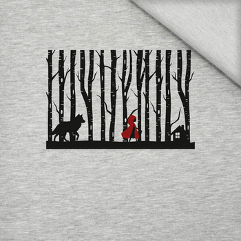 CZERWONY KAPTUREK- M-01 melanż jasnoszary- panel dzianina pętelkowa