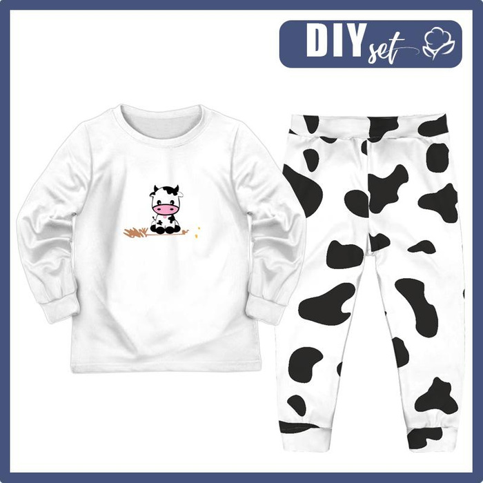 CHILDREN'S PAJAMAS " MIKI" - COW - Elastic cotton knit fabric (98/104)