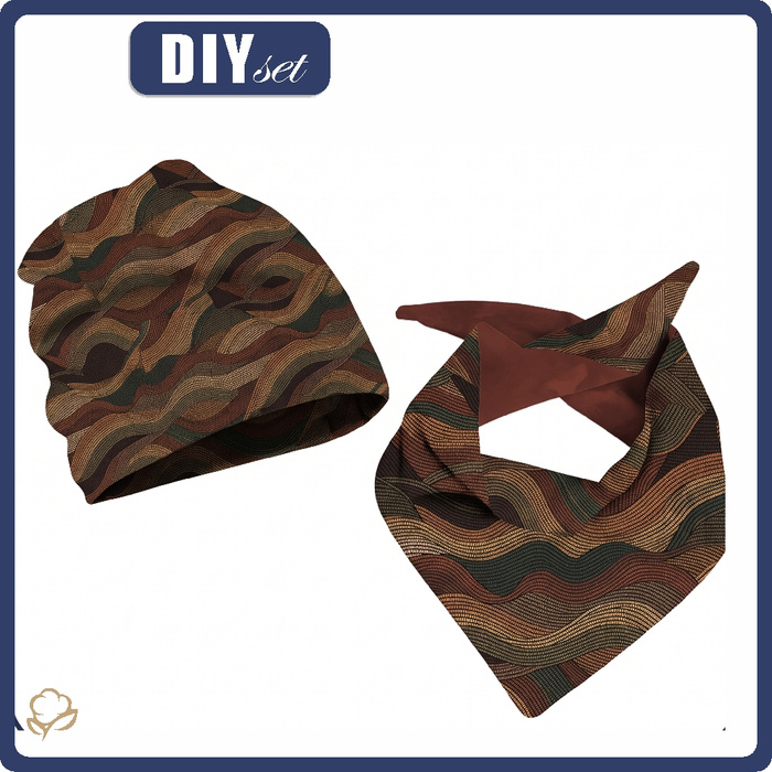 DĚTSKÁ ČEPICE A ŠATKA (CLASSIC) - RETRO GEOMETRIC WZ. 22 - 55-58