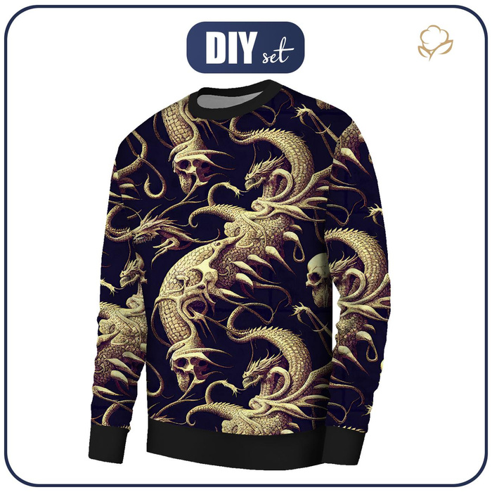 BASIC HERREN SWEATSHIRT (OREGON) - DRAGON SKULLS - Nähset