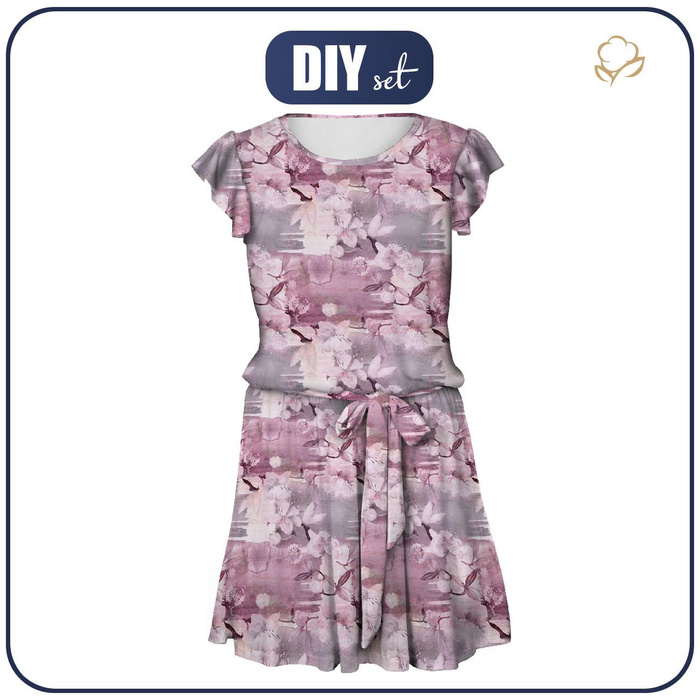 DRESS "EMMA" M - PINK PARADISE PAT. 1 - Viscose jersey with elastane