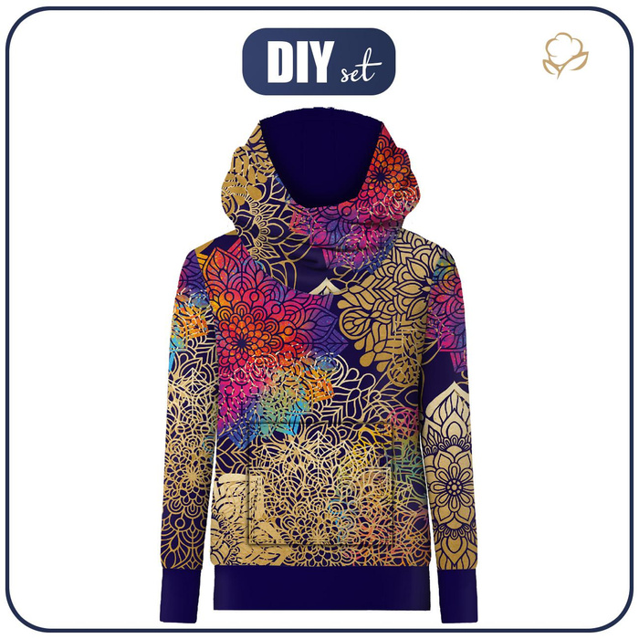 UNISEX HOODIE (HYDRA) - MANDALA pat. 2 - sewing set (134/140)
