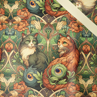 ART NOUVEAU CATS & FLOWERS WZ. 3 - gruba ekoskóra tłoczona