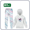 Children's tracksuit (OSLO) - FLAMINGO / WATERCOLOR - looped knit fabric (110/116)