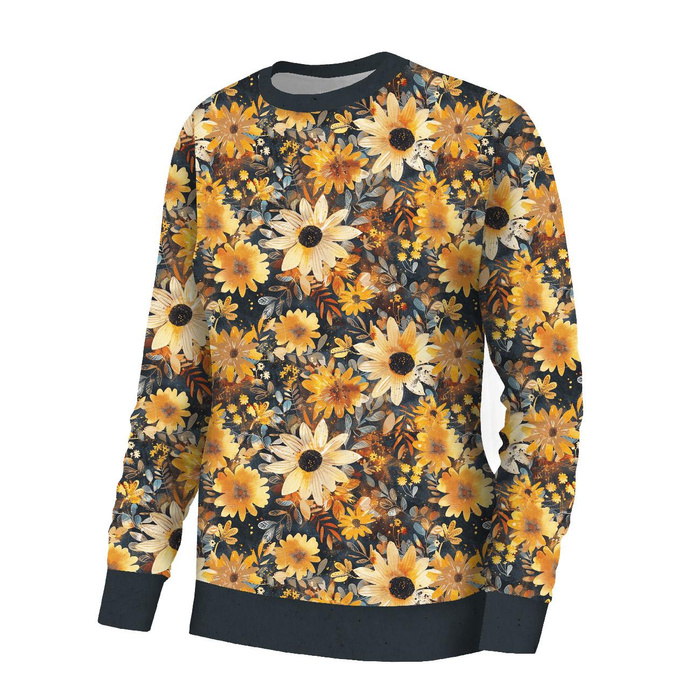 WOMEN'S SWEATSHIRT (HANA) BASIC - AUTUMN FLOWERS  PAT. 9 - looped knit fabric 