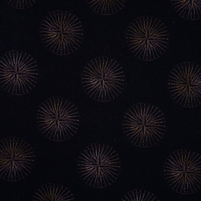 GOLDEN COMPASSES (GOLDEN OCEAN) / dark blue - looped knit fabric