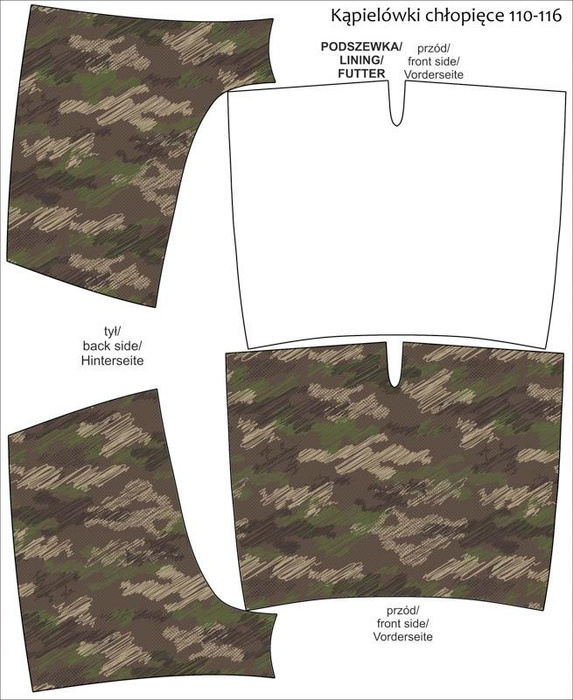 Boy's swim trunks - CAMOUFLAGE - scribble / brown - sewing set