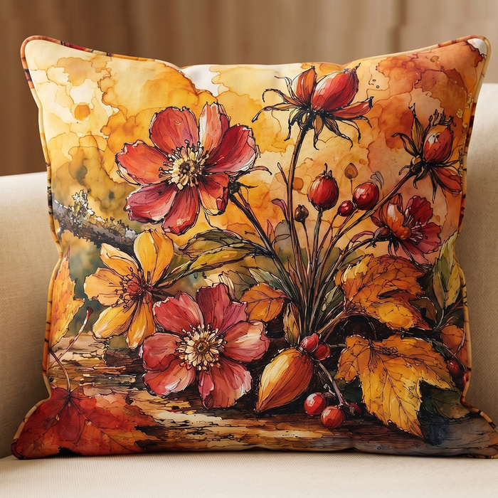 PILLOW 45X45 - GOLDEN AUTUMN BOUQUET WZ. 1 - front + back