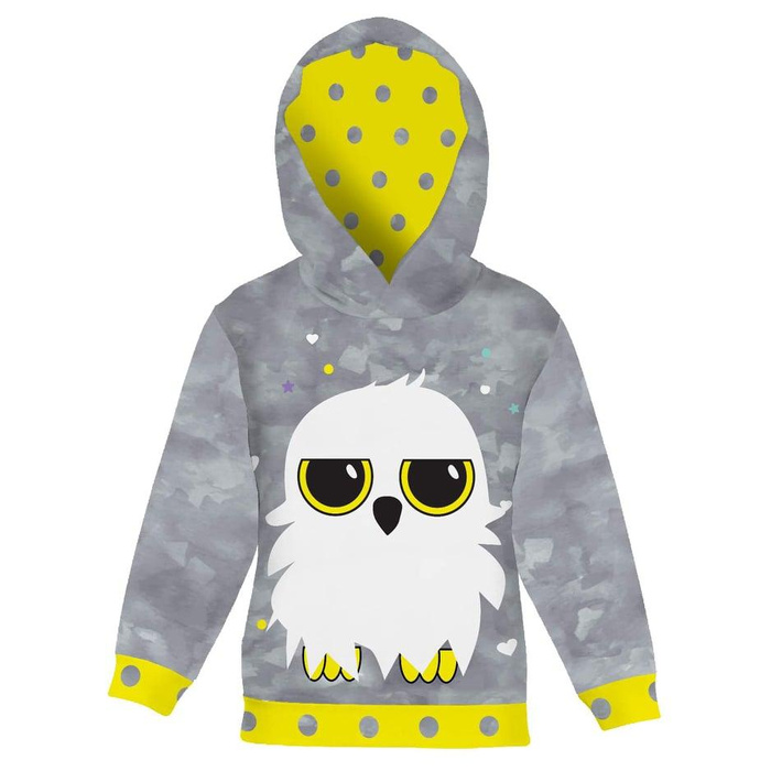 KID'S HOODIE (ALEX) - OWL CHRISTINA - looped knit fabric (110/116)