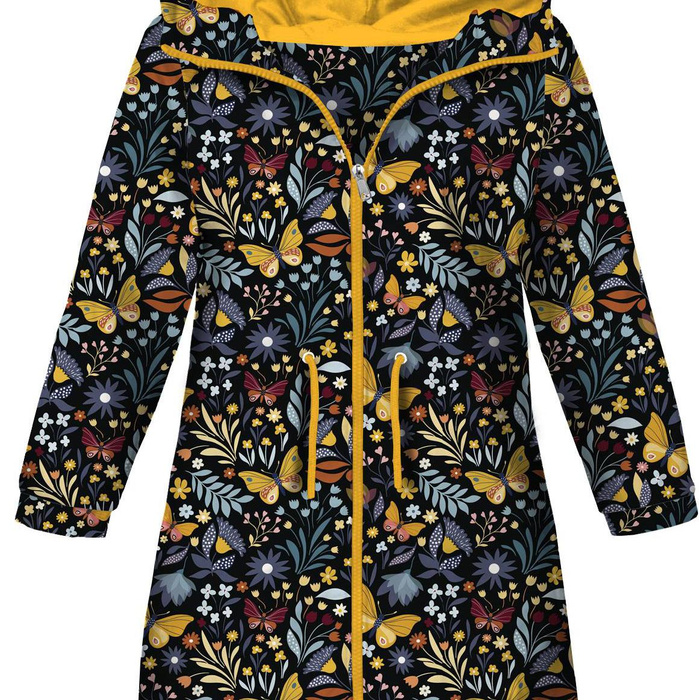 KIDS PARKA (ARIEL) - FOLK BUTTERFLIES / black - softshell (122/128)