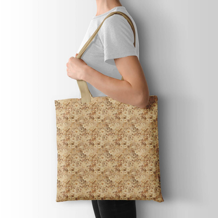 BEIGE / FLOWERS - tkanina bawełniana