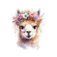 WATERCOLOR LAMA - Panel (60cm x 50cm) Lycra 300g