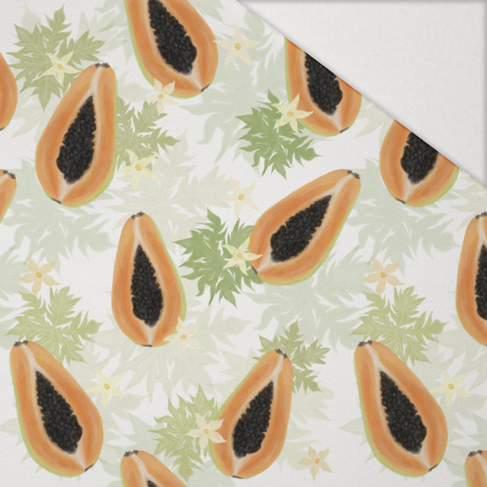 PAPAYA ORANGE & WHITE - Hydrofobowa dzianina drapana 