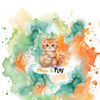 CUTE CAT - panel (60cm x 50cm) - Welur tapicerski