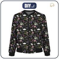 DAMEN BOMBERJACKE (KAMA) - PASTELL BLUMEN / schwarz - Nähset L