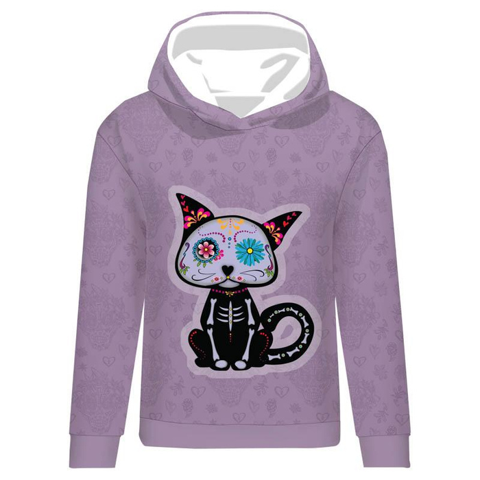 CLASSIC WOMEN’S HOODIE (POLA) - CAT DANTE (DIA DE LOS MUERTOS) - looped knit fabric - S