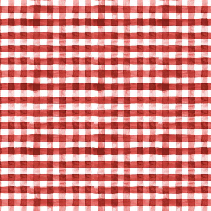 MINI KOSTKA VICHY / ČERVENÝ (KOSTKA A RŮŽE) - tkanina bawełniana