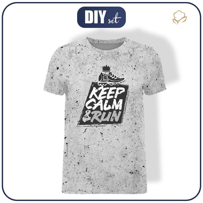 HERREN T-SHIRT -KEEP CALM & RUN / beton - Single Jersey XXXL