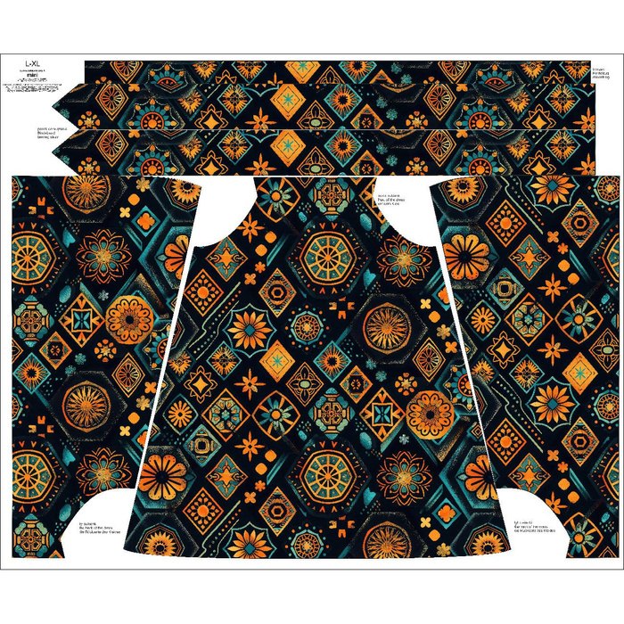 ŠATY "DALIA" MINI (XXL-XXXL) - MANDALA vz. 5 / Smaragdově zelená - Sada šití