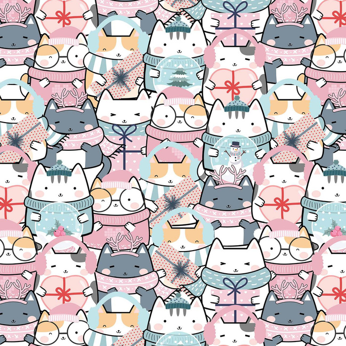 WINTER CATS WZ. 2 - Baumwoll Webware