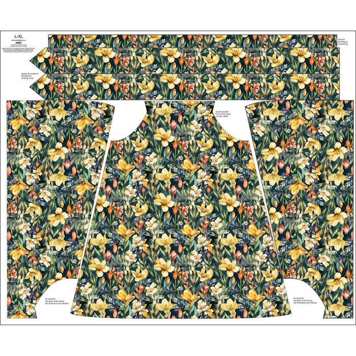 DRESS "DALIA" MINI - FLOWERS pat.49 - sewing set S-M
