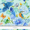 KINGFISHERS AND LILACS (KINGFISHERS IN THE MEADOW) / light blue - Cotton woven fabric