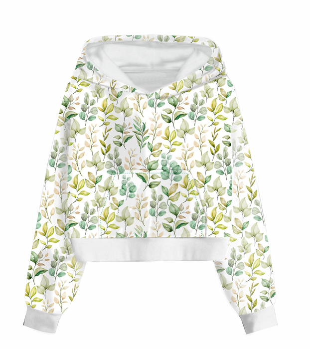 Cropped hoodie (IDA) - LEAVES pat. 4 - sewing set - M