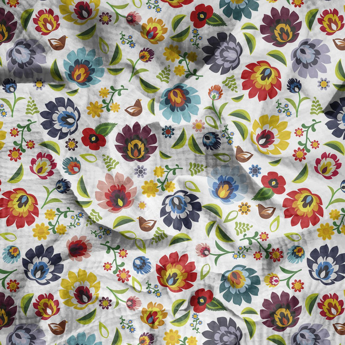 LOWICZ FOLKLORE MINI / white - Cotton muslin