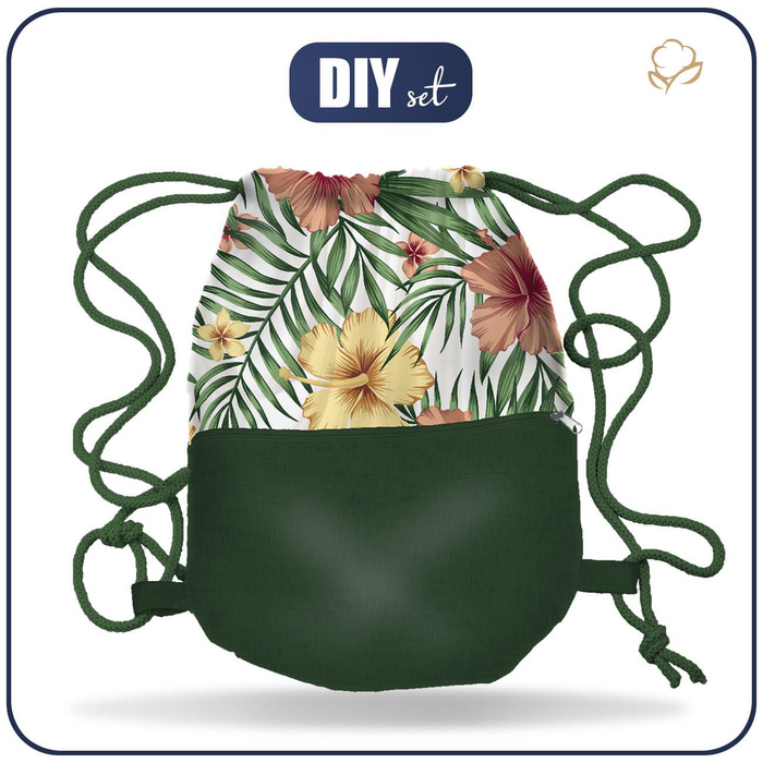 GYM BAG WITH POCKET - HIBISCUS - sewing set