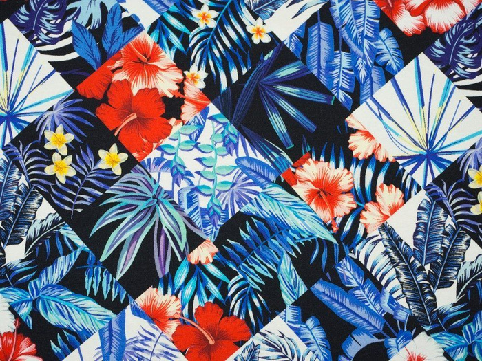 TROPICAL CHECK - single jersey with elastane TE210