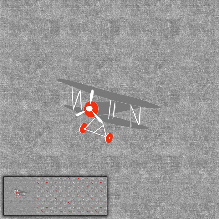 DWUPŁATOWIEC (SAMOLOTY) / ACID WASH SZARY - PANEL PANORAMICZNY (60 x 155cm)