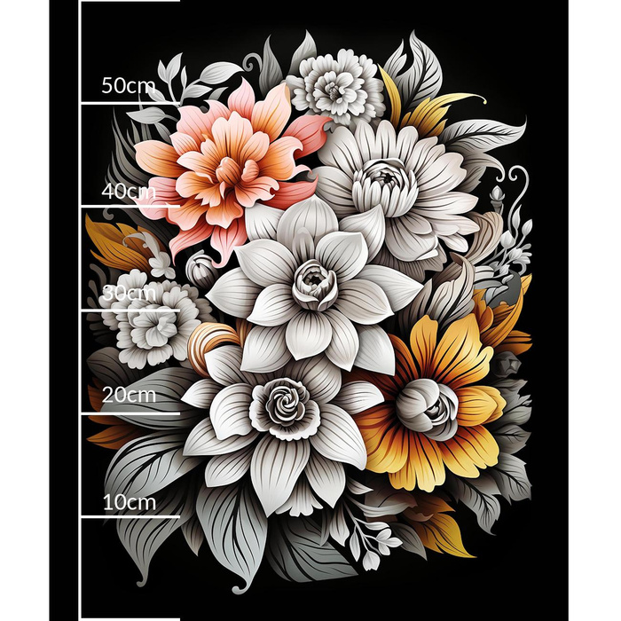 BOUQUET OF FLOWERS WZ.7 - panel (60cm x 50cm) - Welur tapicerski