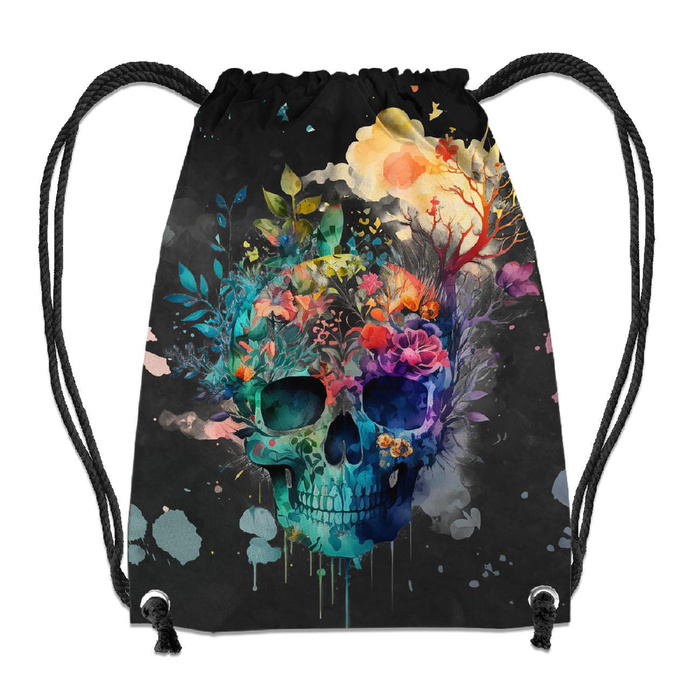 TURNBEUTEL - WATERCOLOR SKULL - klein