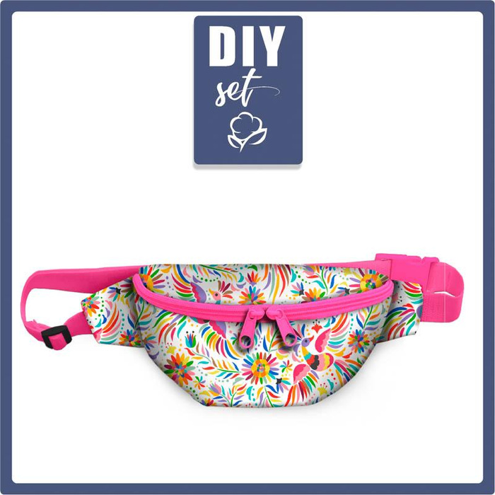 HIP BAG - FOLK ROOSTERS / white - big