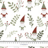 DWARFS AND FERN (FOREST DWARFS) / WHITE - Cotton woven fabric