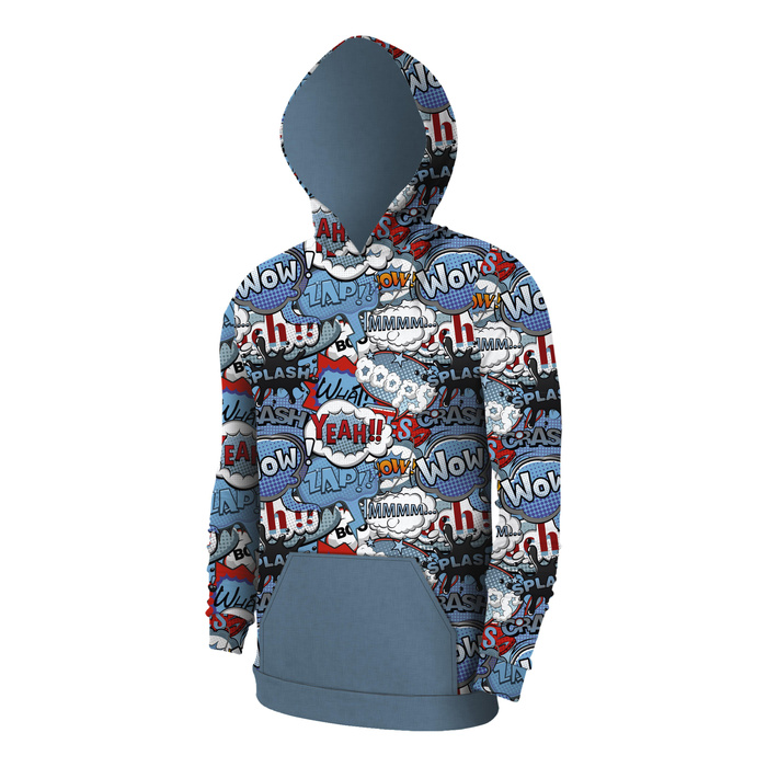 MEN’S HOODIE (COLORADO) - COMICS (blue - red) - sewing set XS