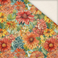 FLOWERS PAPAYA ORANGE WZ. 10 - Slub Weave