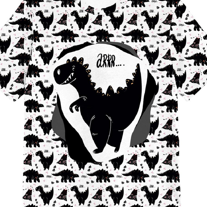 KINDER T-SHIRT - SCHWARZER DINOSAURIER / ARR - Single Jersey ITY (92/98)