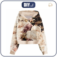 Cropped Hoodie (IDA) - WATERCOLOR FLOWERS MS. 4 - Nähset - S