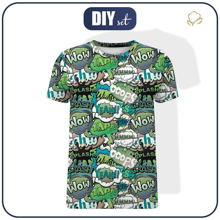 MEN’S T-SHIRT - COMICS (green - blue) - single jersey XS