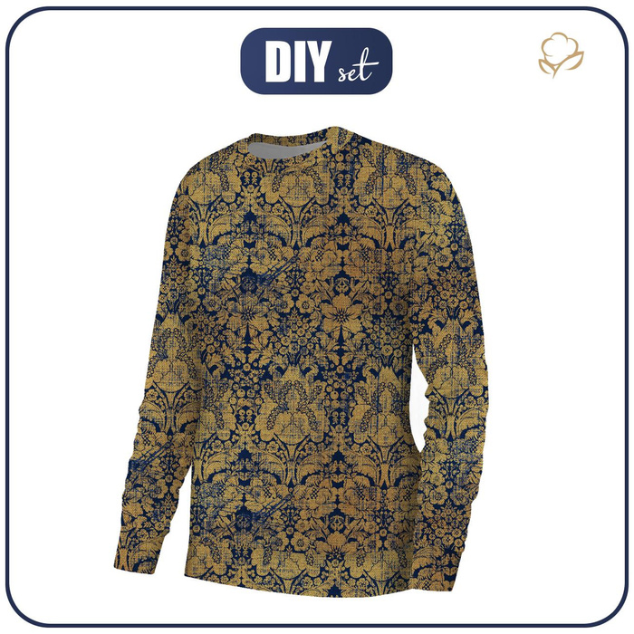 WOMEN'S SWEATSHIRT (HANA) BASIC - MAGIC DAMASCO pat. 1 (MAGIC SCHOOL) / gold - looped knit fabric - S