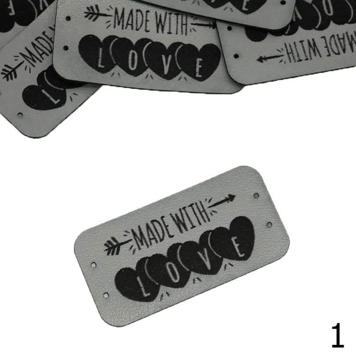 Metka „MADE WITH LOVE” 2,5x5 cm - kolory do wyboru 
