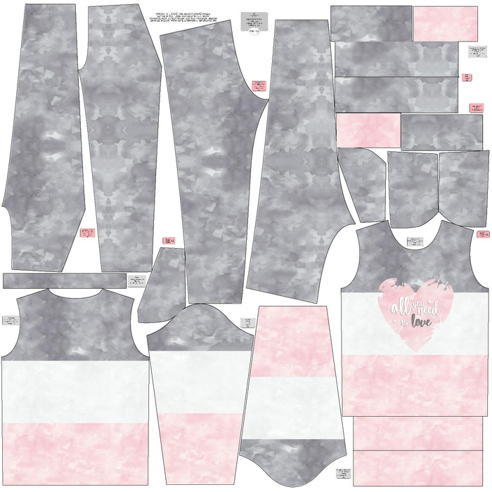 Children's tracksuit (MILAN) - ALL YOU NEED IS LOVE / STRIPES - looped knit fabric (146/152)