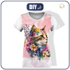 WOMEN’S T-SHIRT - WATERCOLOR CAT PAT. 1 - sewing set XL