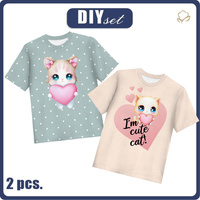 2-PACK - KINDER T-SHIRT - SWEET CATS Ms. 4 - Nähset (104/110)