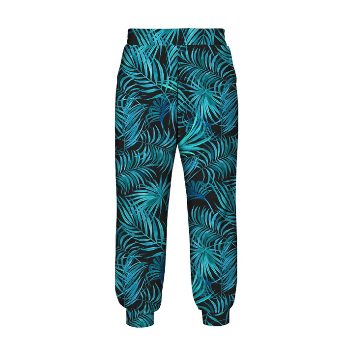 WOMEN'S JOGGERS (NOEMI) - PALM LEAVES pat. 5 / black - sewing set