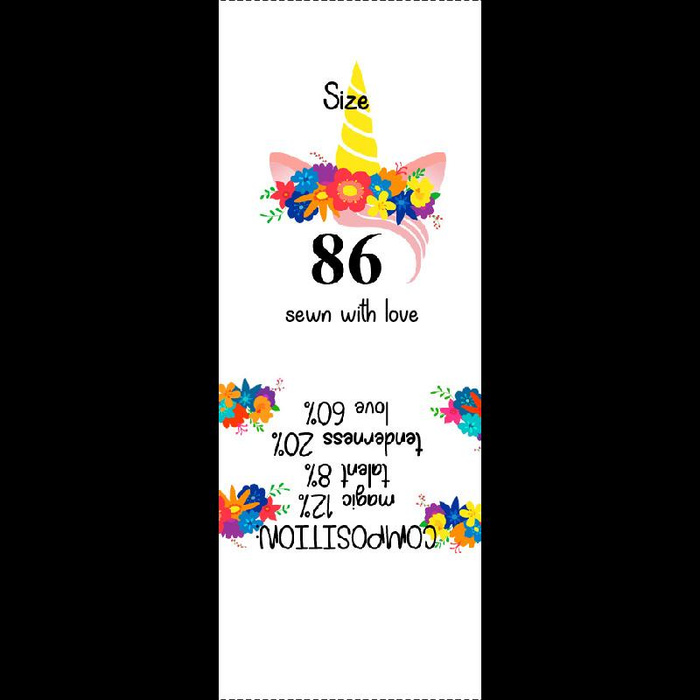 Mädchen Textillabel "EINHORN / Kranz" EN - 9 Stck Set / Größe nach Wahl