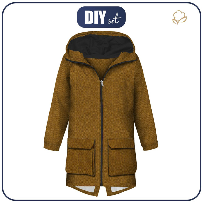 HERRENPARKA (TOM) - FISCHGRATMUSTER / NACHT RUF / senf - Nähset XL